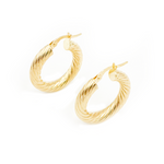 Load image into Gallery viewer, 15850018594. 14K Solid Gold Twisted Round Hollow Hoop Earrings