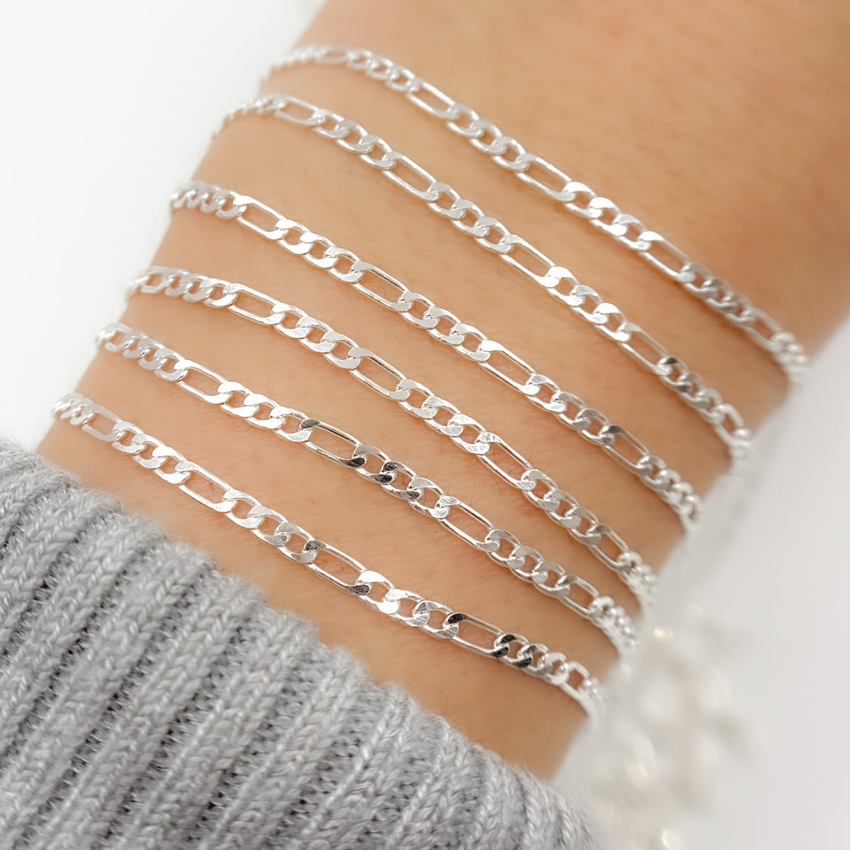 Sterling Silver Flat Figaro Chain
