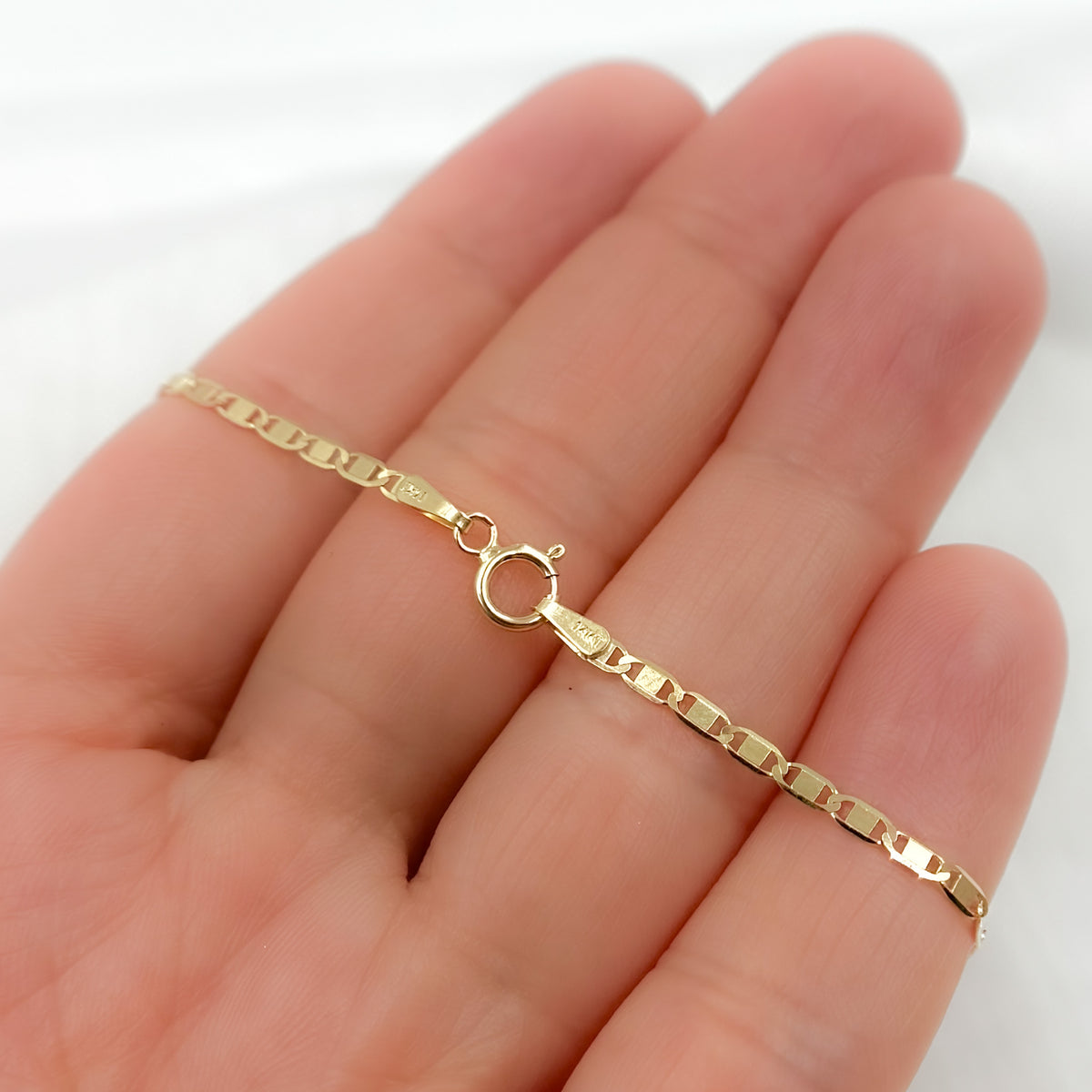 14k Solid Gold Mirror Marina Link Bracelet