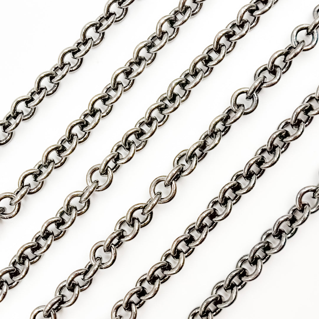 Black Rhodium Sterling Silver Cable Chain