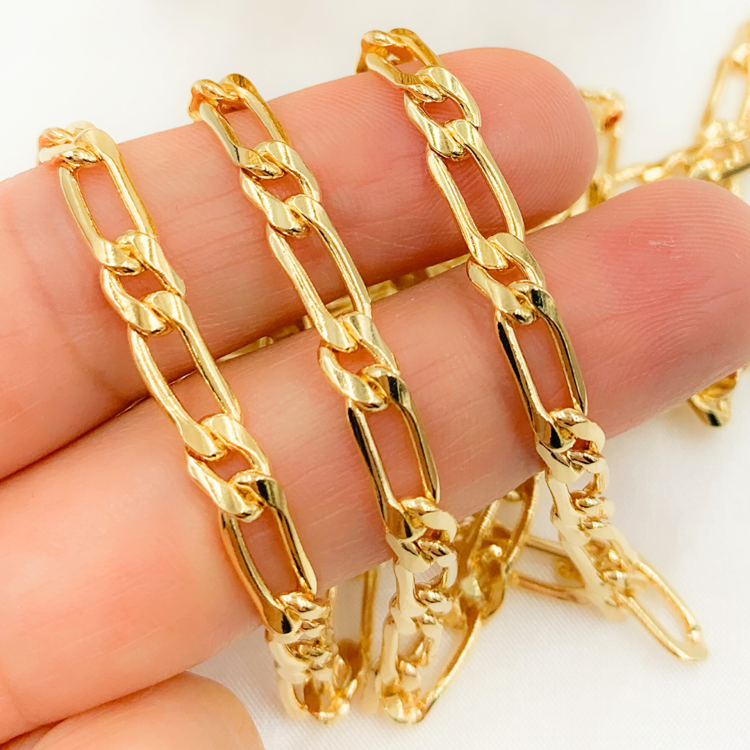 14k Gold Filled Flat Figaro Chain. 5011CHRGF