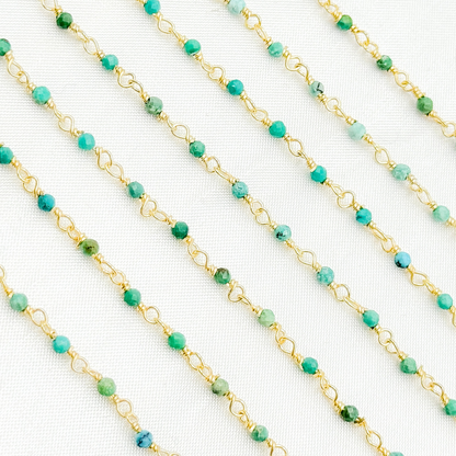 Turquoise Gold Plated 925 Sterling Silver Wire Chain