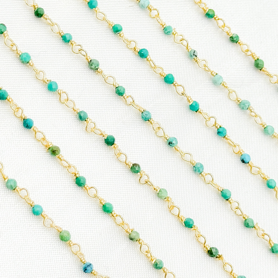 Turquoise Gold Plated 925 Sterling Silver Wire Chain. TRQ2