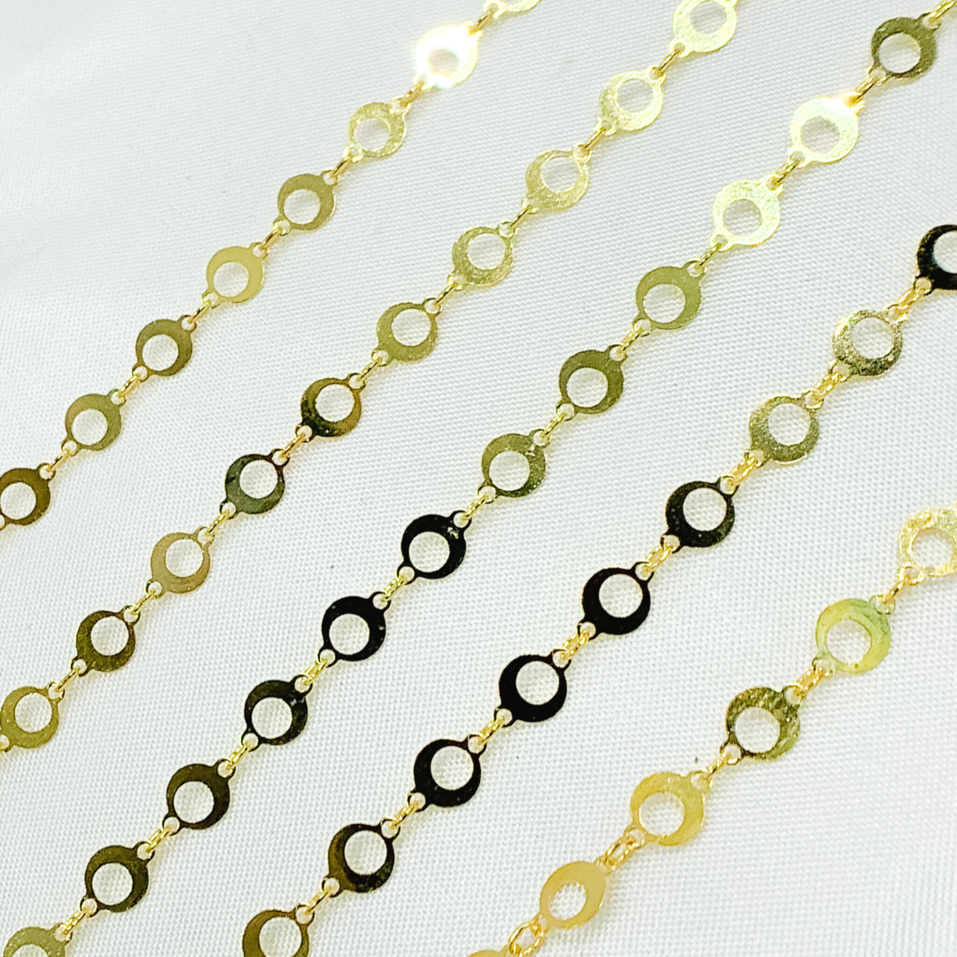 V20GP. Gold Plated 925 Sterling Silver Circle Link Chain