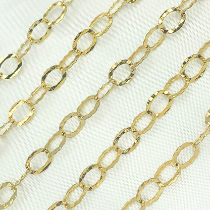 Y97GP. Gold Plated 925 Sterling Silver Hammered Round Link Chain