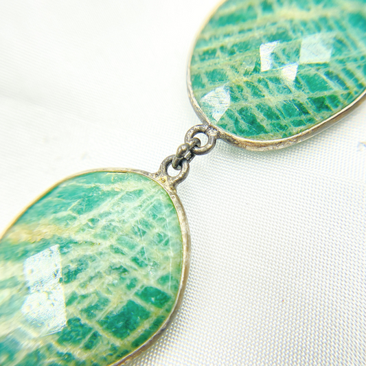 Amazonite Oval Shape Oxidized Wire Chain.