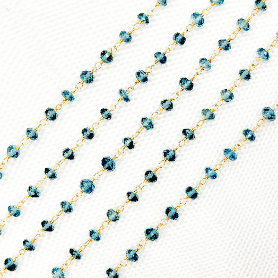 London Blue Topaz Gold Plated 925 Sterling Silver Wire Chain.