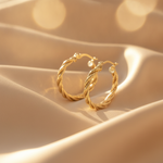 Load image into Gallery viewer, GER99. 14K Solid Gold Twisted Hollow Hoop Earrings
