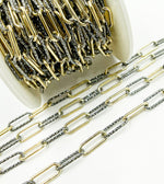 Load image into Gallery viewer, V41GB. Gold Plated &amp; Black Rhodium Sterling Silver Smooth &amp; Diamond Cut Paperclip Chain
