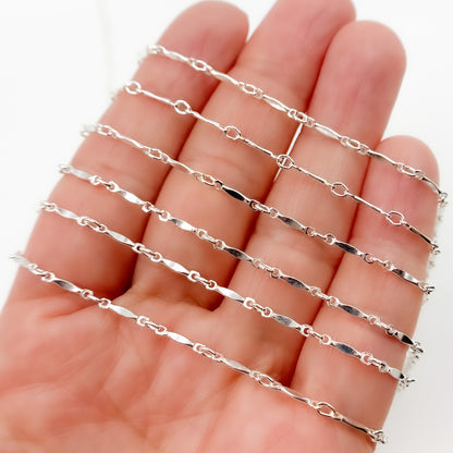 Sterling Silver Dapped Bar Link Chain