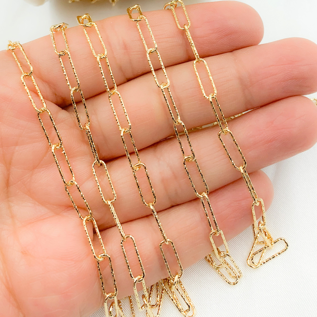 Gold Plated 925 Sterling Silver  Diamond Cut Paperclip Chain.