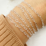 Load image into Gallery viewer, V188SS. Sterling Silver Flat Hammered Oval Link Chain