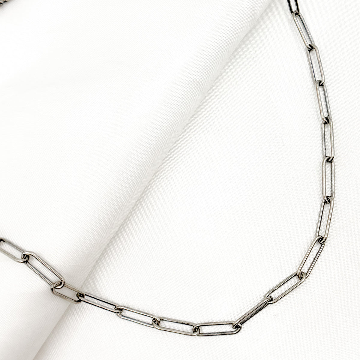 Oxidized Sterling Silver Smooth Paperclip Necklace