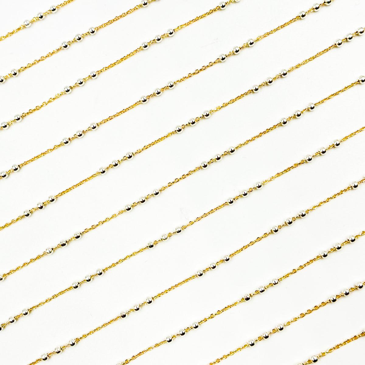 V289TT. 14k Gold Filled Chain and 3 Sterling Silver Beads in Between
