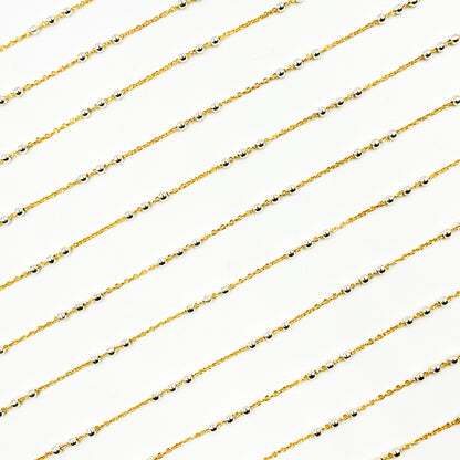 V289TT. 14k Gold Filled Chain and 3 Sterling Silver Beads in Between