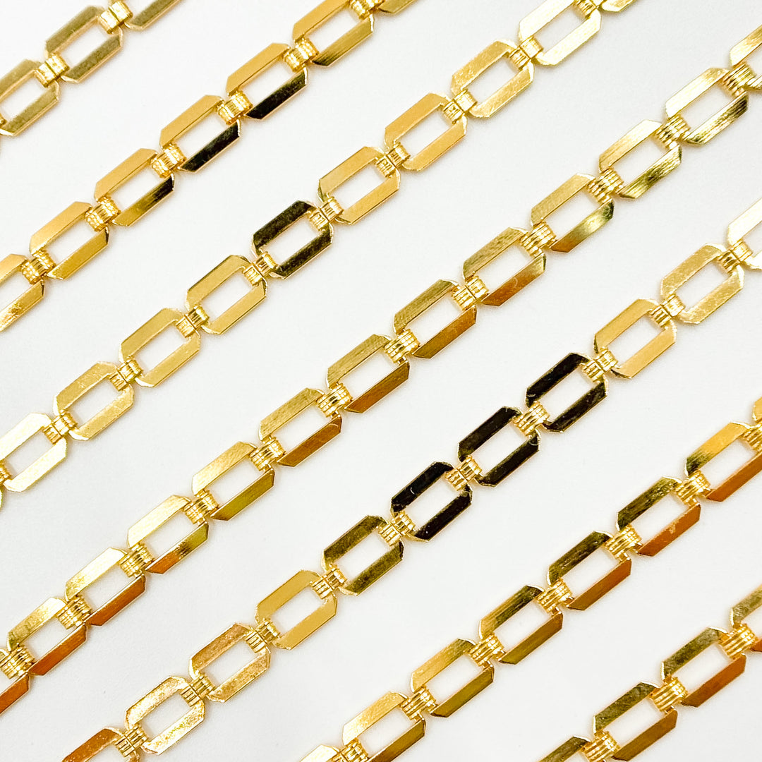 60GF. 14K Gold-Filled Modern Rectangular Fancy Link Chain