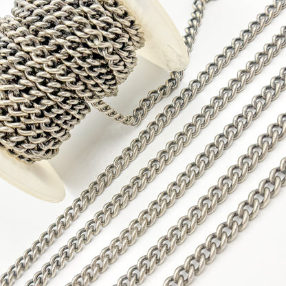 Oxidized Sterling Silver Smooth Curb Chain