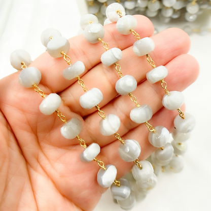 Blue Lace Agate Gold Plated Wire Chain