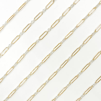 XM/2331/SP. 14k Gold Filled 1 Long & 3 Sterling Silver Short Link Chain