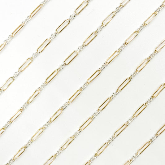 XM/2331/SP. 14k Gold Filled 1 Long & 3 Sterling Silver Short Link Chain