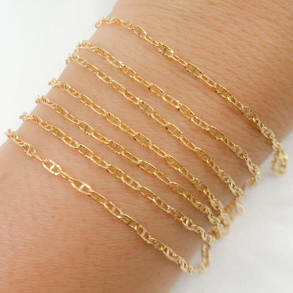 14K Gold Filled Diamond Cut Marina Link Chain