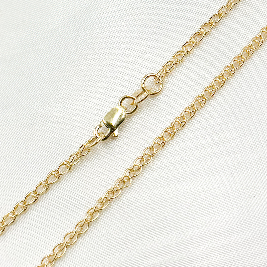 035SPLLG. 14K Solid Gold Wheat Chain