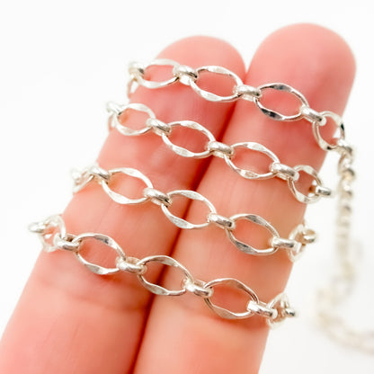 Sterling Silver Hammered Oval Link Chain