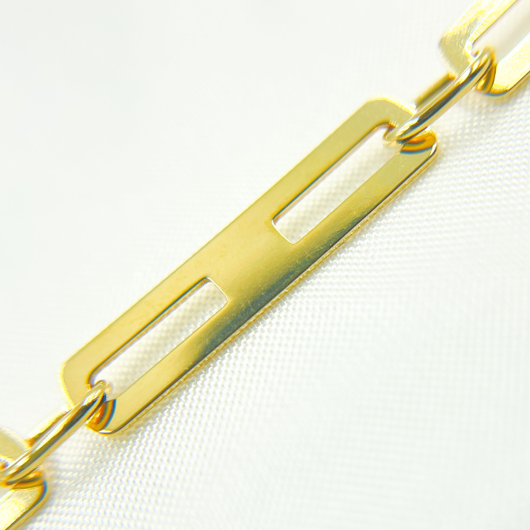 501296G. 14k Solid Yellow Gold Mirror Flat Rectangle Link Chain