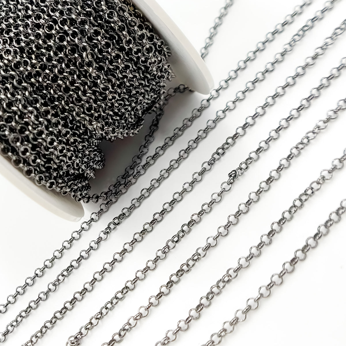 Black Rhodium Sterling Silver Rolo Link Chain
