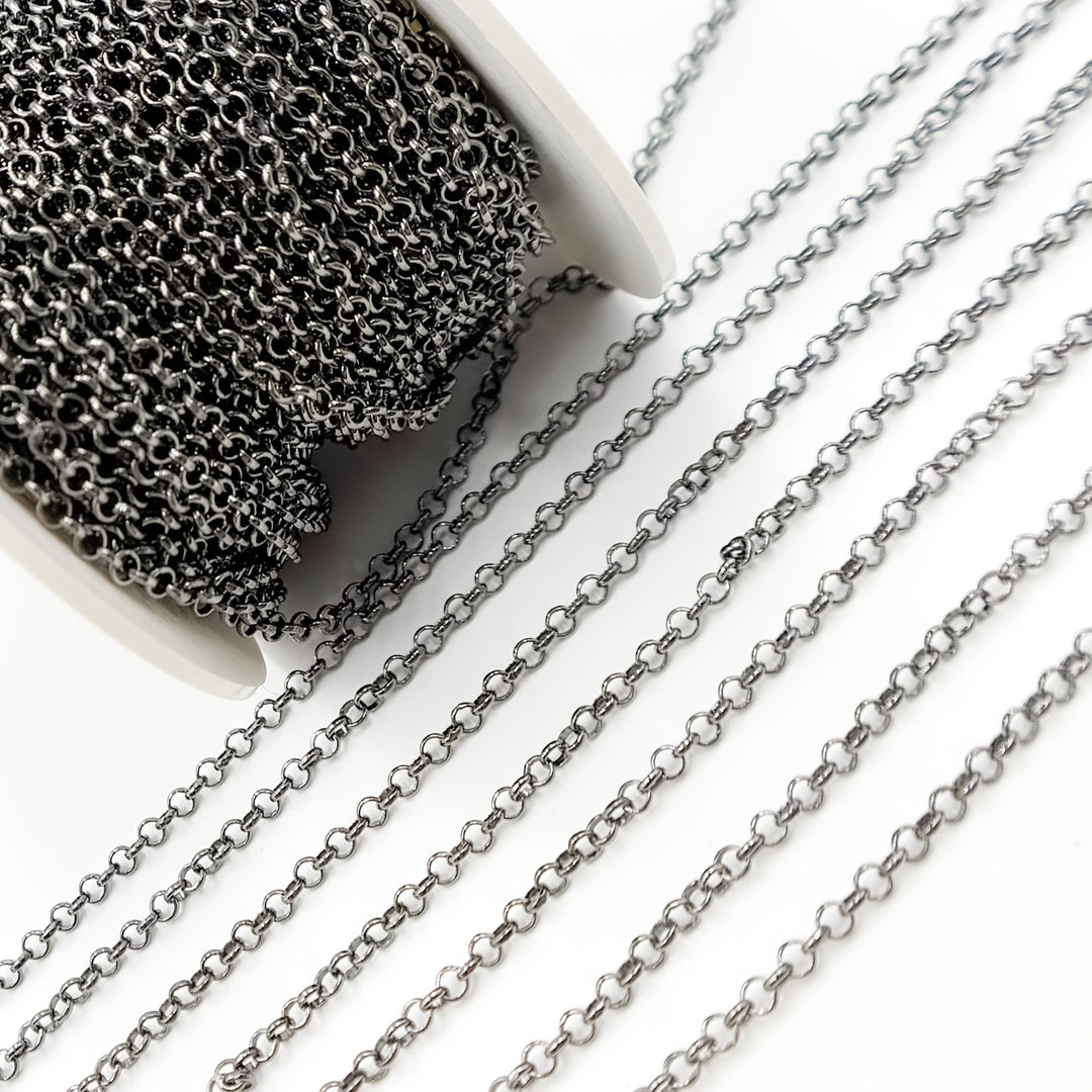 Black Rhodium Sterling Silver Rolo Link Chain