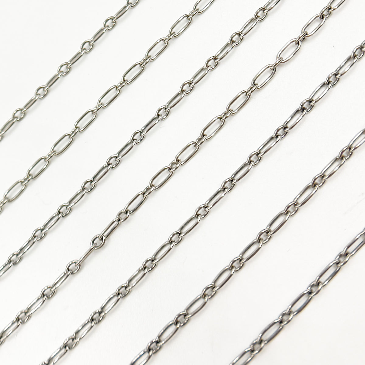 Y134OX. Oxidized Sterling Silver Smooth Long and Short Link Chain