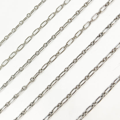 Y134OX. Oxidized Sterling Silver Smooth Long and Short Link Chain