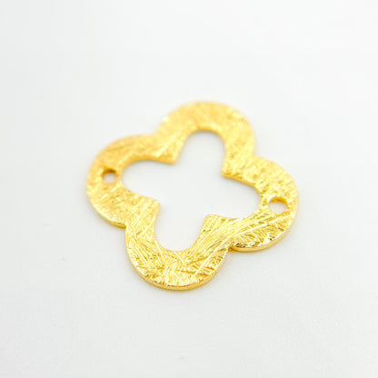 GPBS16. 15mm Gold-plated Sterling Silver Brushed Flower Connector