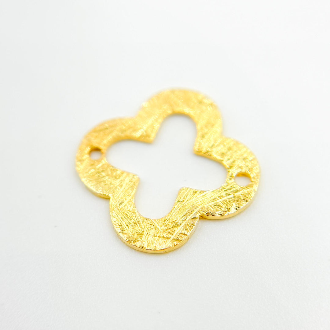 GPBS16. 15mm Gold-plated Sterling Silver Brushed Flower Connector