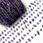 Load image into Gallery viewer, AME35. Amethyst Organic Shape Sterling Silver Wire Chain
