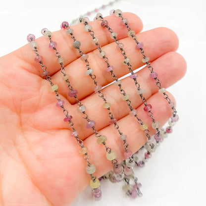 Multi Sapphire Oxidized Wire Chain