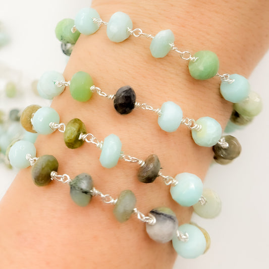 Peruvian Opal Sterling Silver Wire Chain