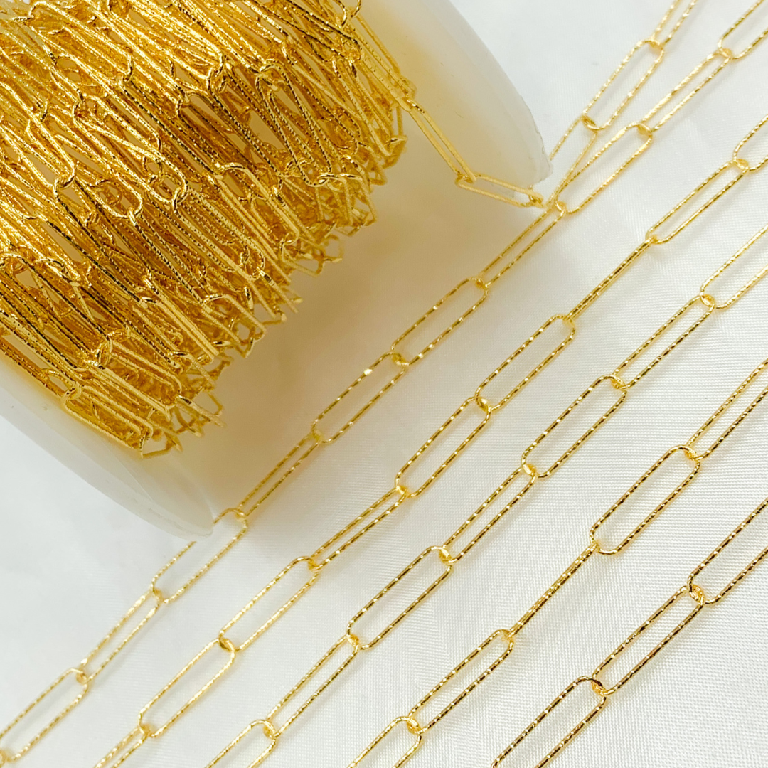 Gold Plated 925 Sterling Silver Diamond Cut Paperclip Chain. Y79DCGP