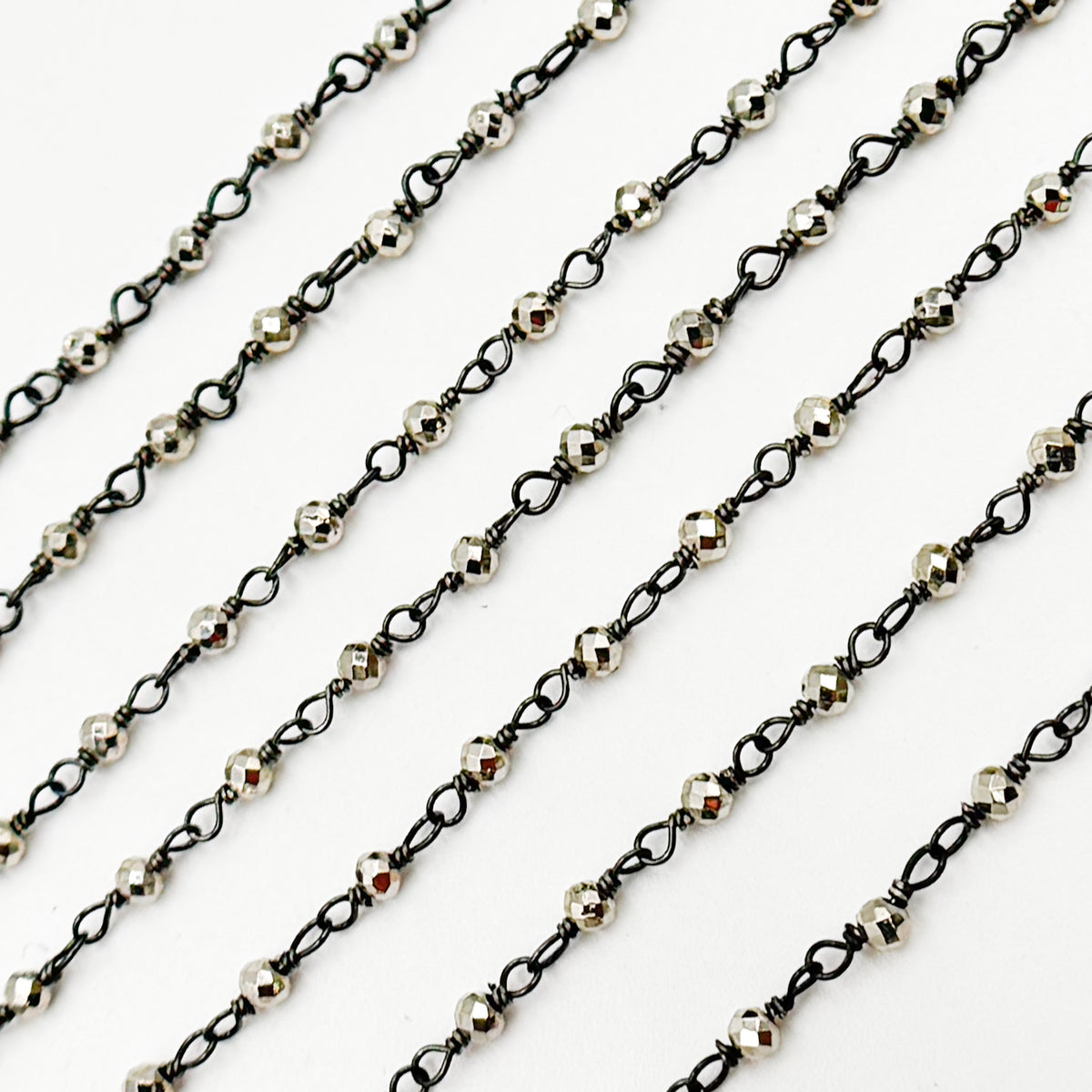 Pyrite Wire Wrapped Beads Chain