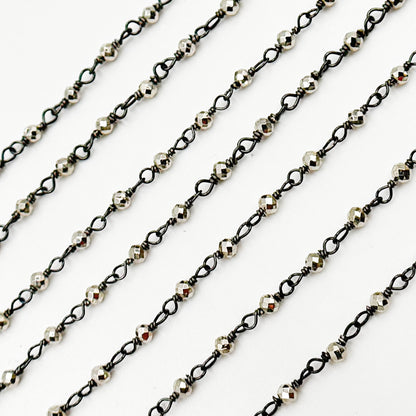 Pyrite Wire Wrapped Beads Chain