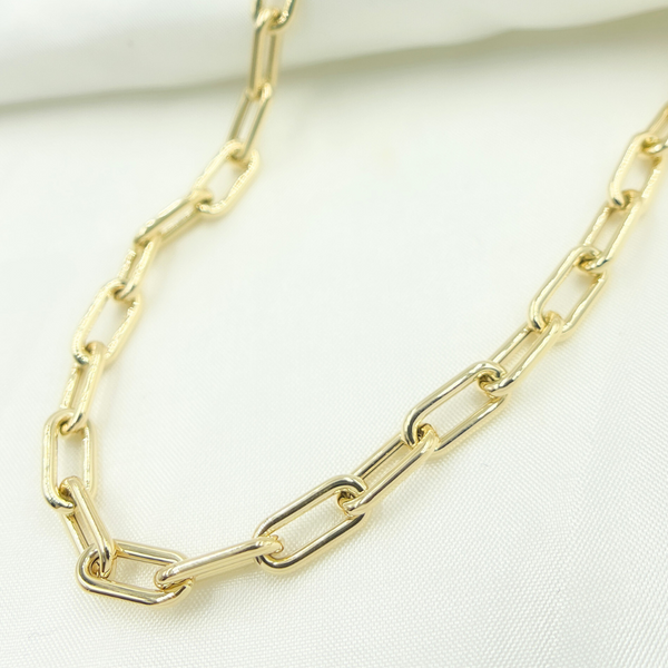 14K Yellow Hollow Gold Smooth Paperclip Chain