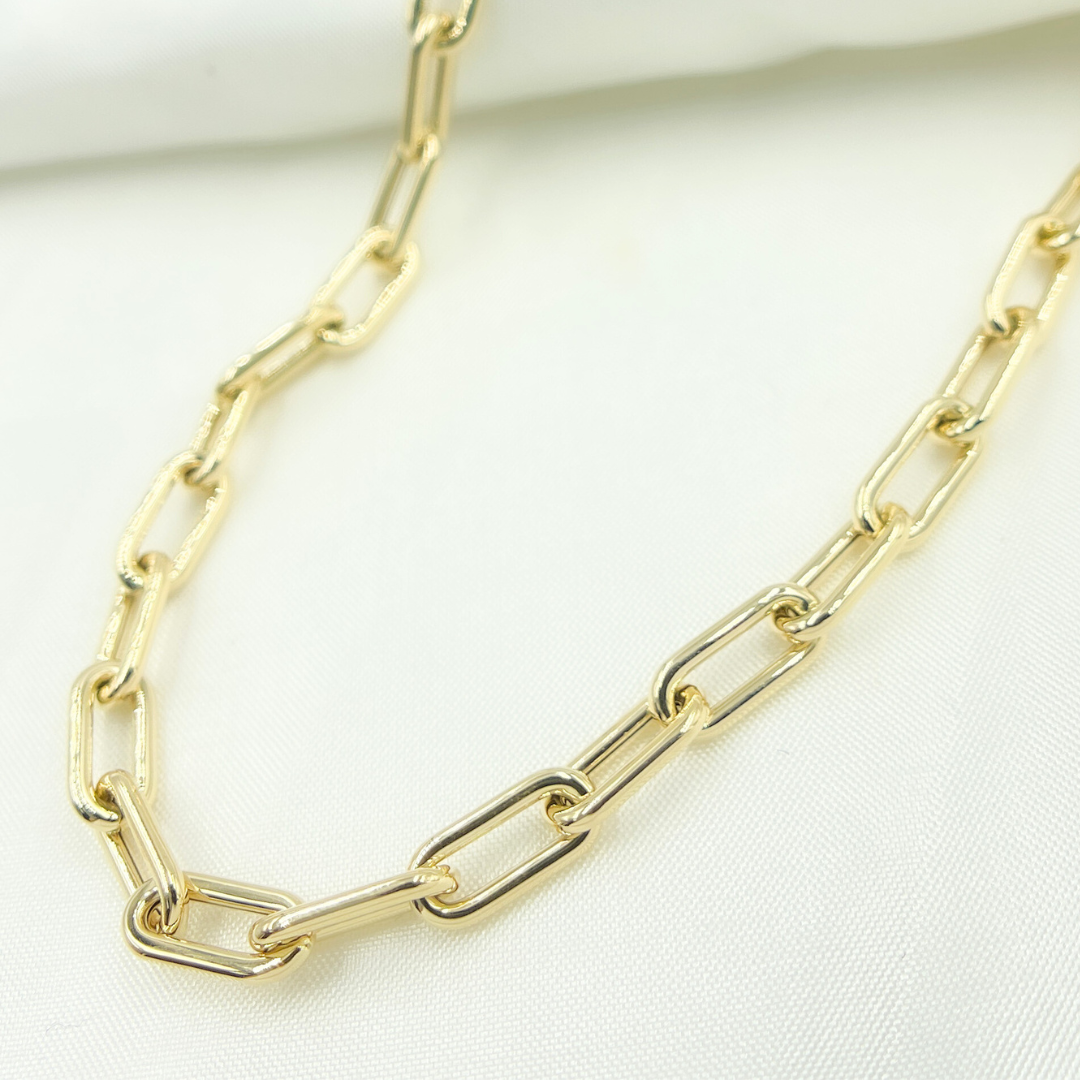 568762MG. 14K Yellow Hollow Gold Smooth Paperclip Chain