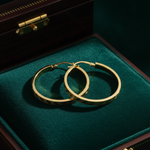 Load image into Gallery viewer, GER57. 14K Gold Hollow Flat Round Hoop Earrings with Texture