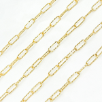 Load image into Gallery viewer, V9GP. Gold Plated 925 Sterling Silver Diamond Cut Paperclip Chain