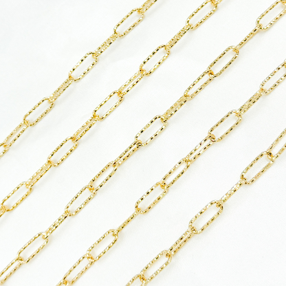V9GP. Gold Plated 925 Sterling Silver Diamond Cut Paperclip Chain