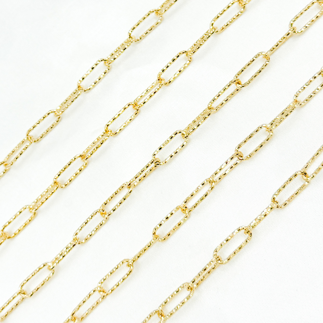 V9GP. Gold Plated 925 Sterling Silver Diamond Cut Paperclip Chain