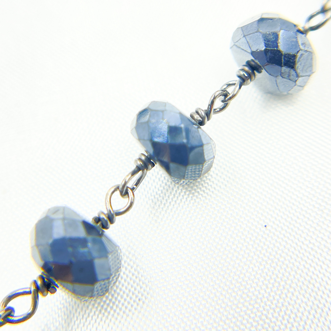 Coated Black Spinel Oxidized 925 Sterling Silver Wire Chain