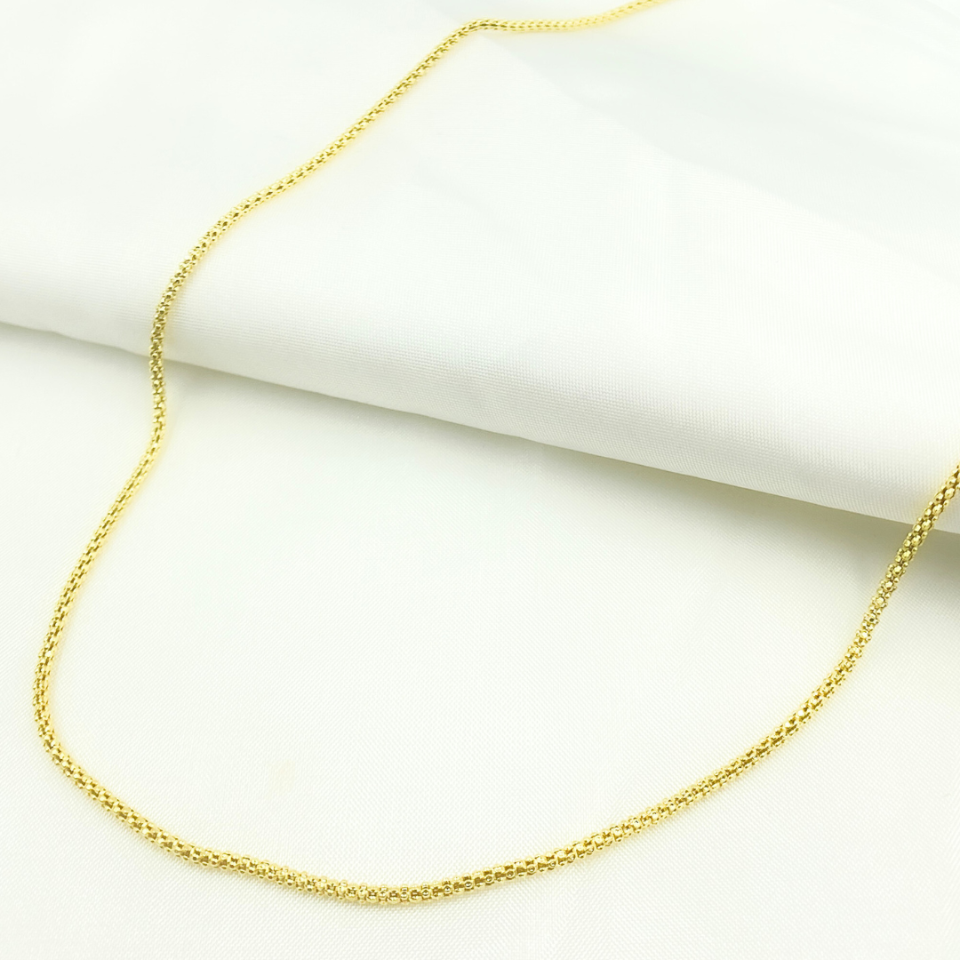 180KORD. 14k Solid Yellow Gold Popcorn Chain