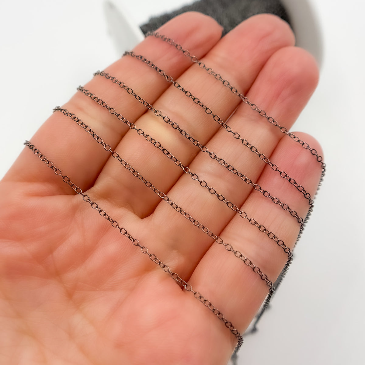 Black Rhodium Sterling Silver Smooth Cable Chain