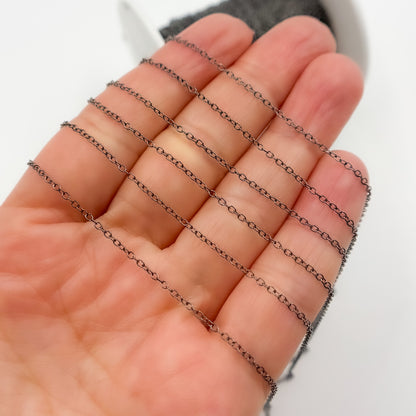 Black Rhodium Sterling Silver Smooth Cable Chain